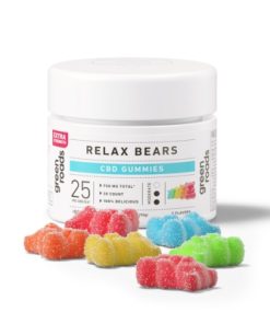 A colorful display of Extra Strength CBD Relax Bears gummies, showcasing their bear shape and vibrant colors, perfect for a soothing and enjoyable experience.
