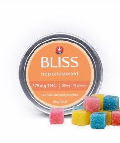 A colorful assortment of Bliss THC Edibles, showcasing their enticing packaging and vibrant flavors, perfect for a delightful THC experience.